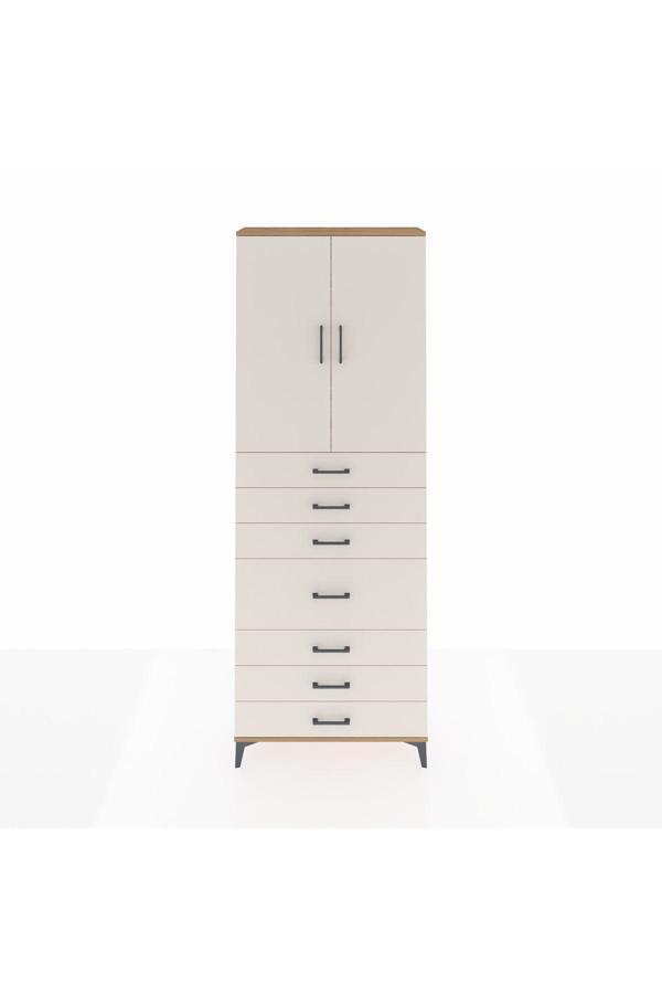 Dienni Arges Dolap 3 Raflı 7 Çekmeceli 2 Kapaklı 88 x 30 x 243 Çam-Aytaşı - Image 1