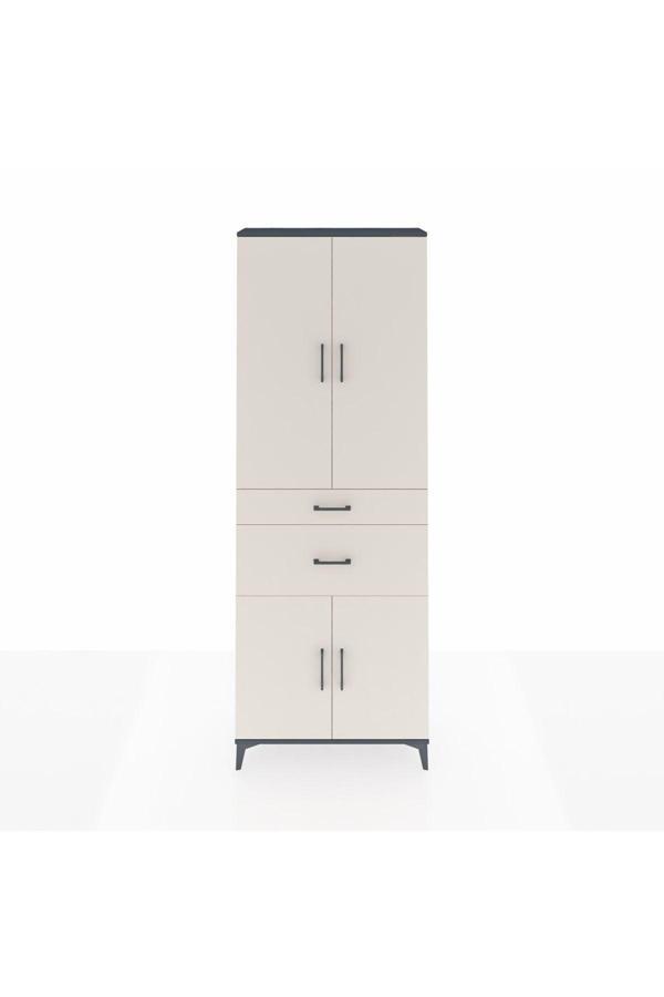 Dienni Arges Dolap 4 Raflı 2 Çekmeceli 4 Kapaklı 88 x 30 x 243 Antrasit-Aytaşı - Image 1