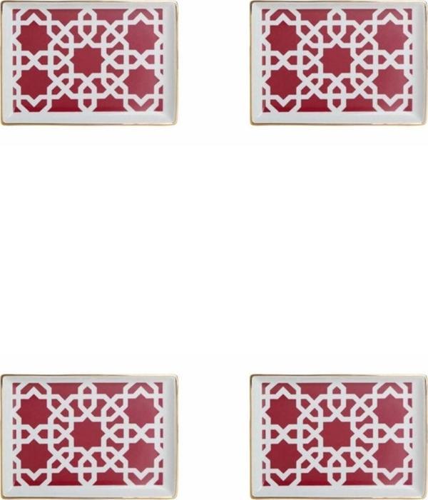 Porland Morocco Desen Fuşya Kahvaltı Tabağı 18cm 4'lü - Image 1