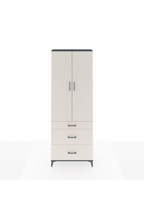 Dienni Arges Dolap 4 Raflı 3 Çekmeceli 2 Kapaklı 88 x 30 x 243 Antrasit-Aytaşı - Image 1