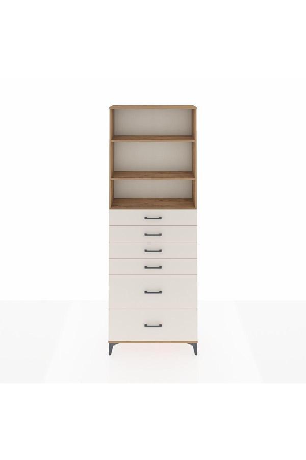 Dienni Arges Dolap 3 Raflı 6 Çekmeceli 88 x 30 x 243 Çam-Aytaşı - Image 1