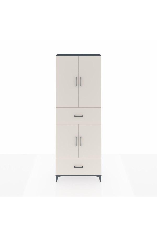 Dienni Arges Dolap 5 Raflı 2 Çekmeceli 4 Kapaklı 88 x 30 x 243 Antrasit-Aytaşı - Image 1