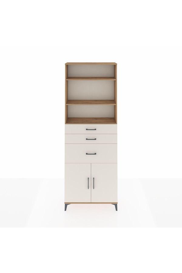 Dienni Arges Dolap 4 Raflı 3 Çekmeceli 2 Kapaklı 88 x 30 x 243 Çam-Aytaşı - Image 1