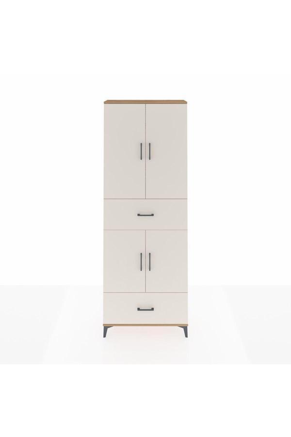 Dienni Arges Dolap 5 Raflı 2 Çekmeceli 4 Kapaklı 88 x 30 x 243 Çam-Aytaşı - Image 1