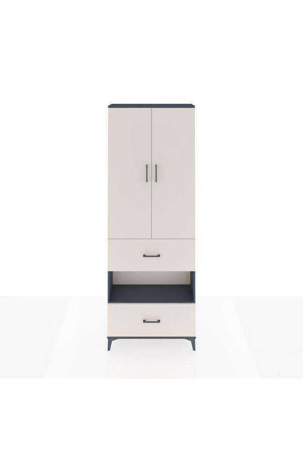 Dienni Arges Dolap 5 Raflı 2 Çekmeceli 2 Kapaklı 88 x 30 x 243 Antrasit-Aytaşı - Image 1