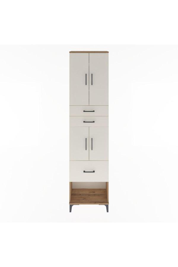 Dienni Arges Dolap 4 Raflı 3 Çekmeceli 4 Kapaklı 60 x 30 x 243 Çam-Aytaşı - Image 1