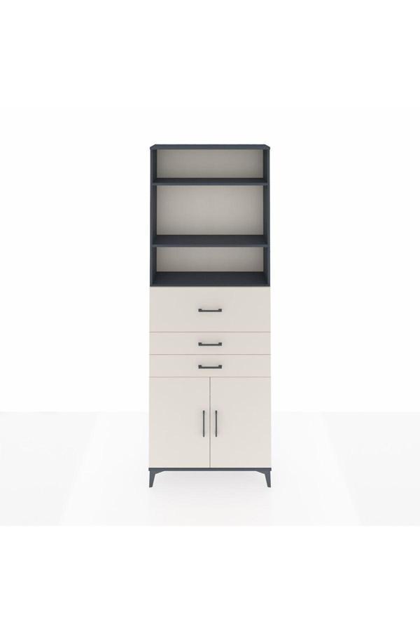 Dienni Arges Dolap 4 Raflı 3 Çekmeceli 2 Kapaklı 88 x 30 x 243 Antrasit-Aytaşı - Image 1