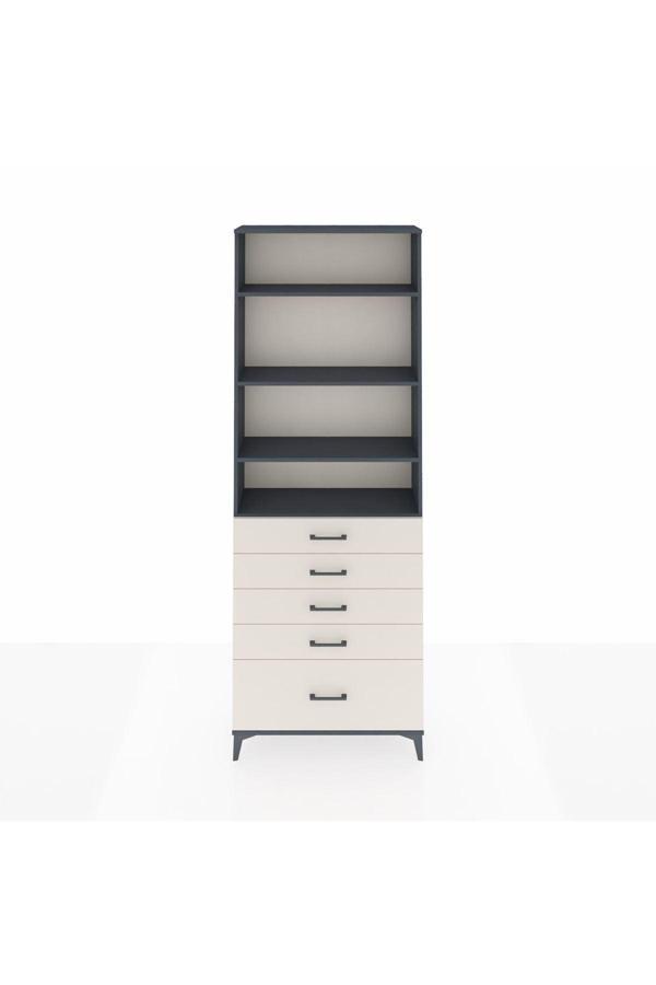 Dienni Arges Dolap 4 Raflı 5 Çekmeceli 88 x 30 x 243 Antrasit-Aytaşı - Image 1