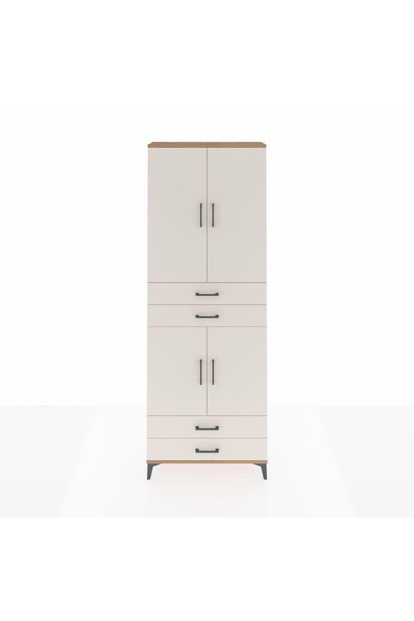 Dienni Arges Dolap 5 Raflı 4 Çekmeceli 4 Kapaklı 88 x 30 x 243 Çam-Aytaşı - Image 1