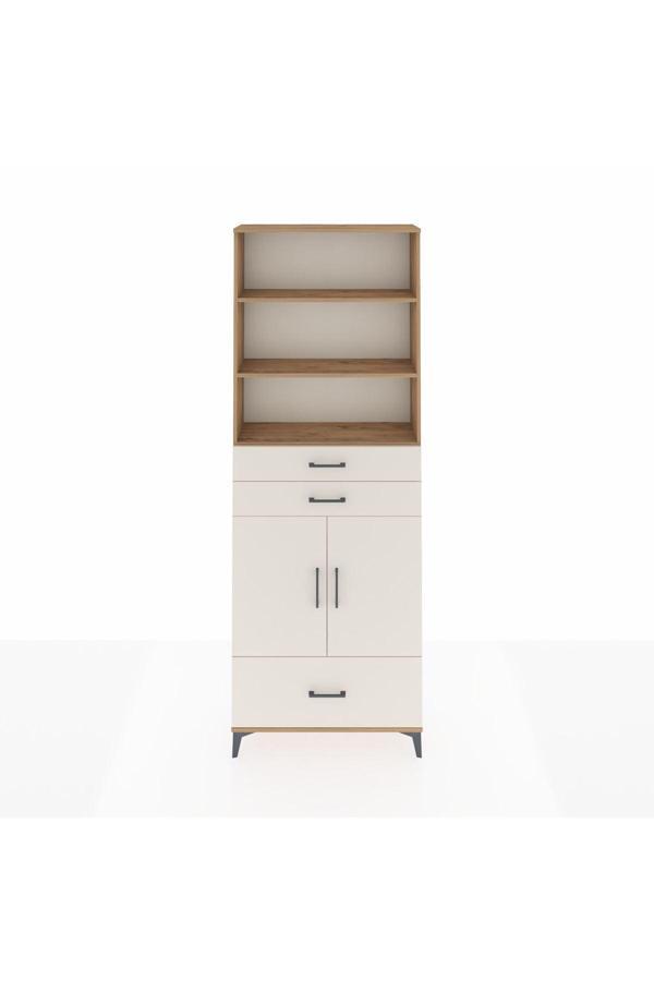 Dienni Arges Dolap 5 Raflı 3 Çekmeceli 2 Kapaklı 88 x 30 x 243 Çam-Aytaşı - Image 1