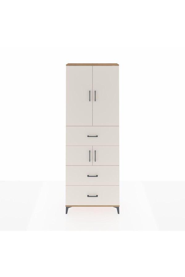 Dienni Arges Dolap 4 Raflı 3 Çekmeceli 4 Kapaklı 88 x 30 x 243 Çam-Aytaşı - Image 1