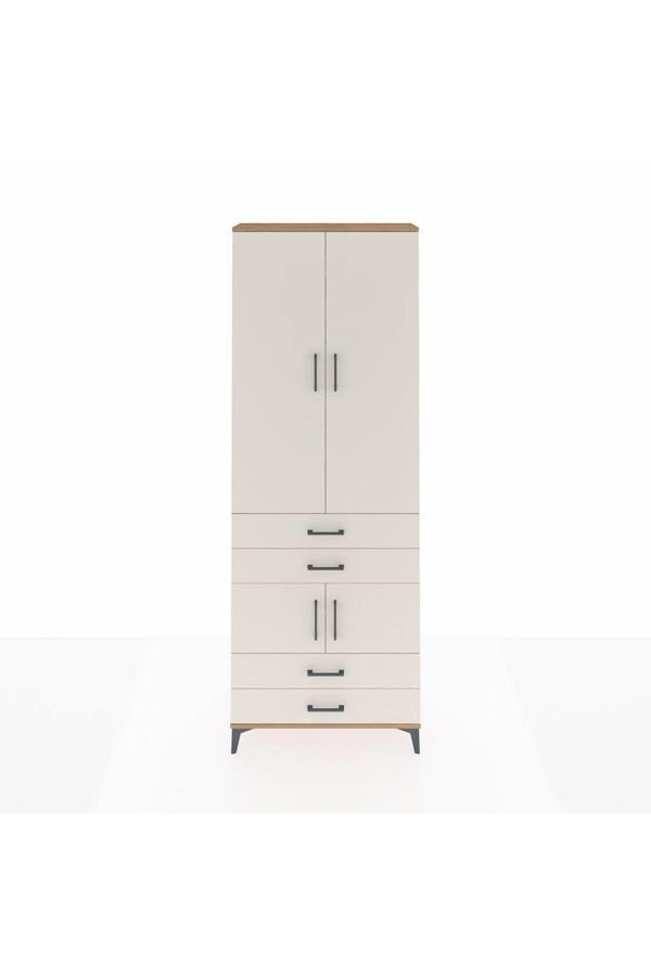 Dienni Arges Dolap 5 Raflı 4 Çekmeceli 4 Kapaklı 88 x 30 x 243 Çam-Aytaşı - Image 1