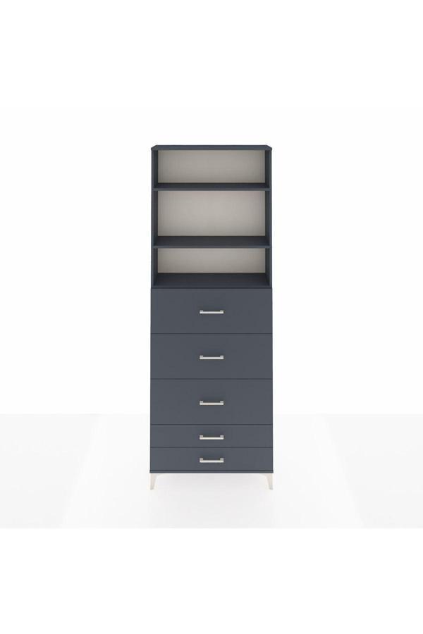 Dienni Arges Dolap 3 Raflı 5 Çekmeceli 88 x 30 x 243 Antrasit-Antrasit - Image 1