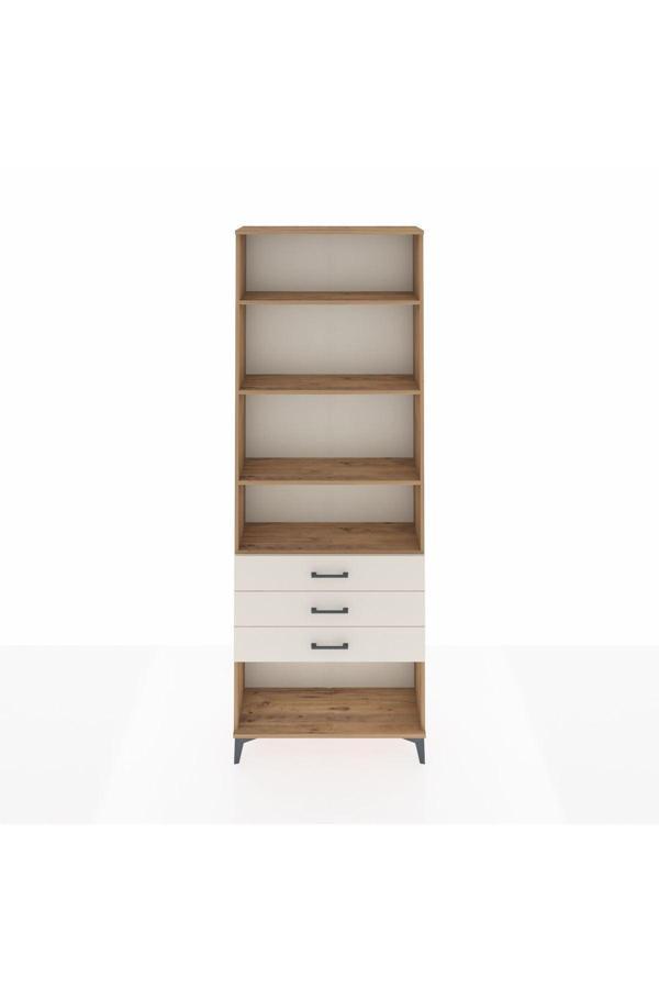 Dienni Arges Dolap 4 Raflı 3 Çekmeceli 88 x 30 x 243 Çam-Aytaşı - Image 1
