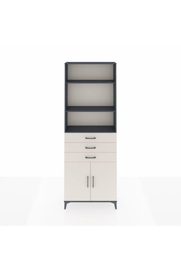 Dienni Arges Dolap 4 Raflı 3 Çekmeceli 2 Kapaklı 88 x 30 x 243 Antrasit-Aytaşı - Image 1