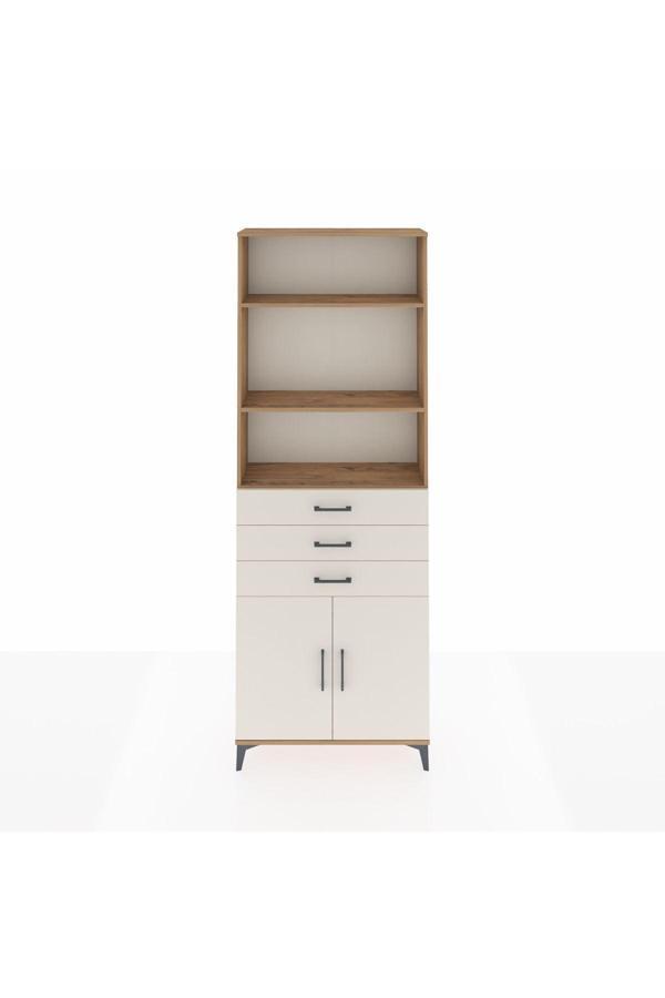 Dienni Arges Dolap 4 Raflı 3 Çekmeceli 2 Kapaklı 88 x 30 x 243 Çam-Aytaşı - Image 1