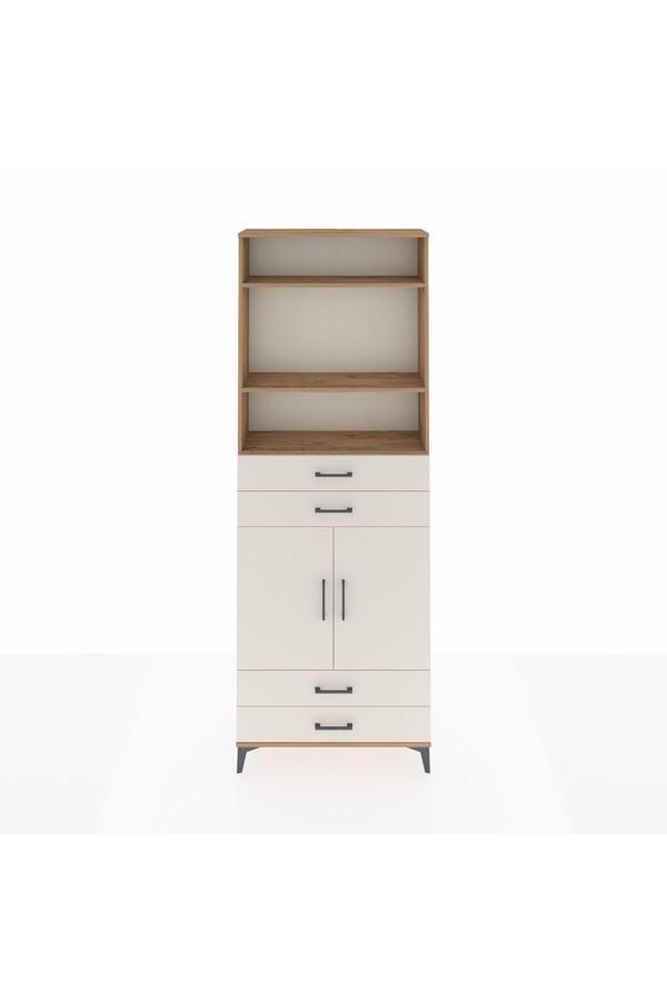 Dienni Arges Dolap 5 Raflı 4 Çekmeceli 2 Kapaklı 88 x 30 x 243 cm Çam - Aytaşı - Image 1