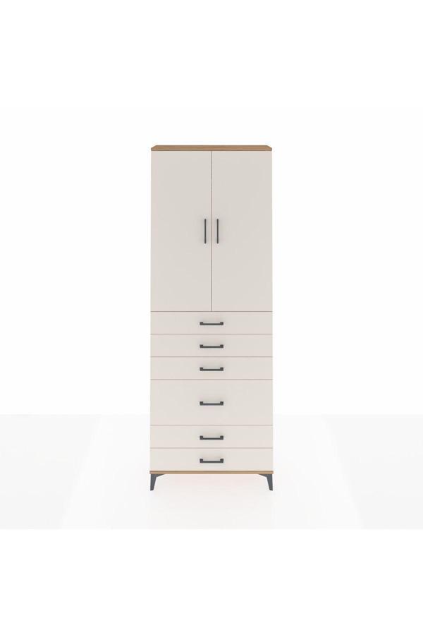Dienni Arges Dolap 3 Raflı 6 Çekmeceli 2 Kapaklı 88 x 30 x 243 Çam-Aytaşı - Image 1