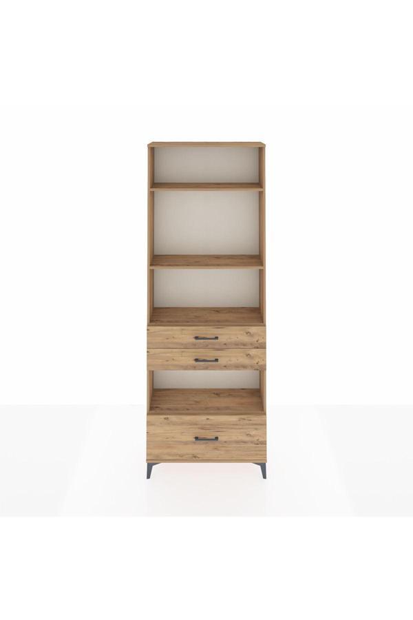 Dienni Arges Dolap 4 Raflı 3 Çekmeceli 88 x 30 x 243 cm Çam - Çam - Image 1