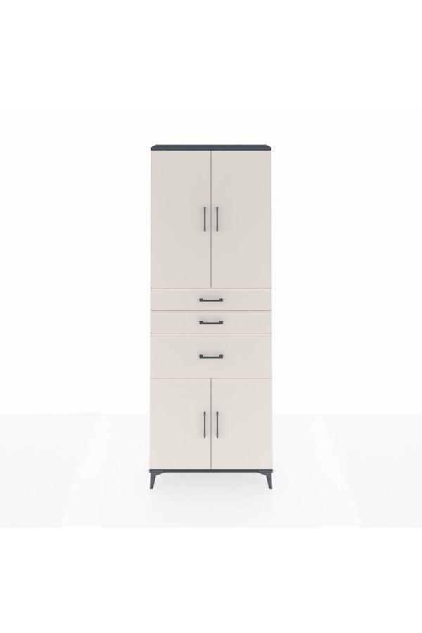 Dienni Arges Dolap 4 Raflı 3 Çekmeceli 4 Kapaklı 88 x 30 x 243 cm Antrasit - Aytaşı - Image 1