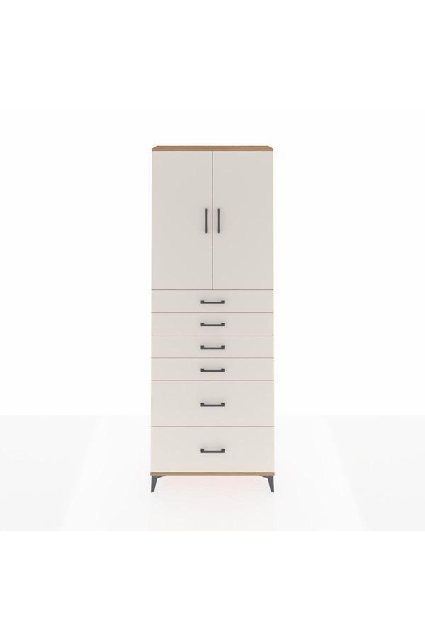 Dienni Arges Dolap 3 Raflı 6 Çekmeceli 2 Kapaklı 88 x 30 x 243 Çam-Aytaşı - Image 1