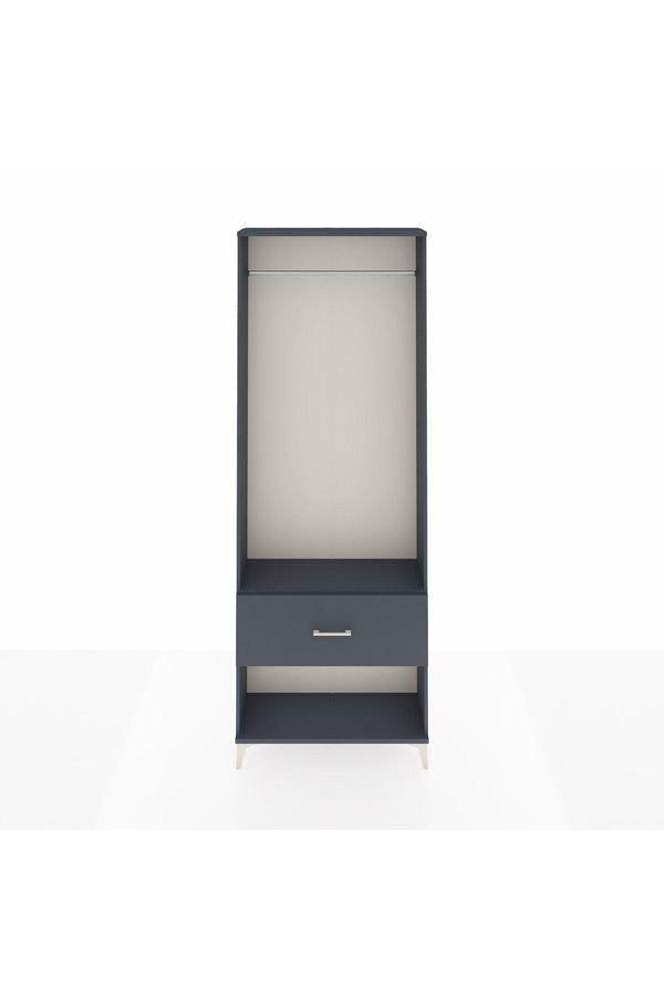 Dienni Arges Dolap Tek Raflı Tek Çekmeceli Tek Askılı 88 x 30 x 243 Antrasit-Antrasit - Image 1