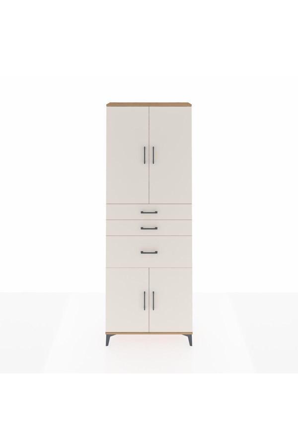 Dienni Arges Dolap 4 Raflı 3 Çekmeceli 4 Kapaklı 88 x 30 x 243 Çam-Aytaşı - Image 1