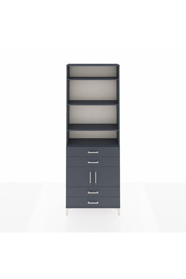 Dienni Arges Dolap 5 Raflı 4 Çekmeceli 2 Kapaklı 88 x 30 x 243 Antrasit-Antrasit - Image 1