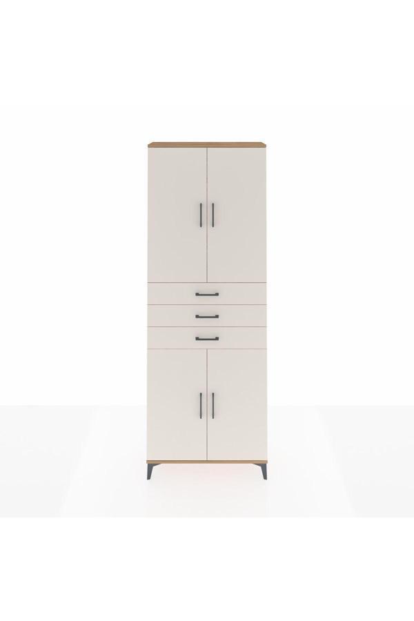 Dienni Arges Dolap 4 Raflı 3 Çekmeceli 4 Kapaklı 88 x 30 x 243 Çam-Aytaşı - Image 1