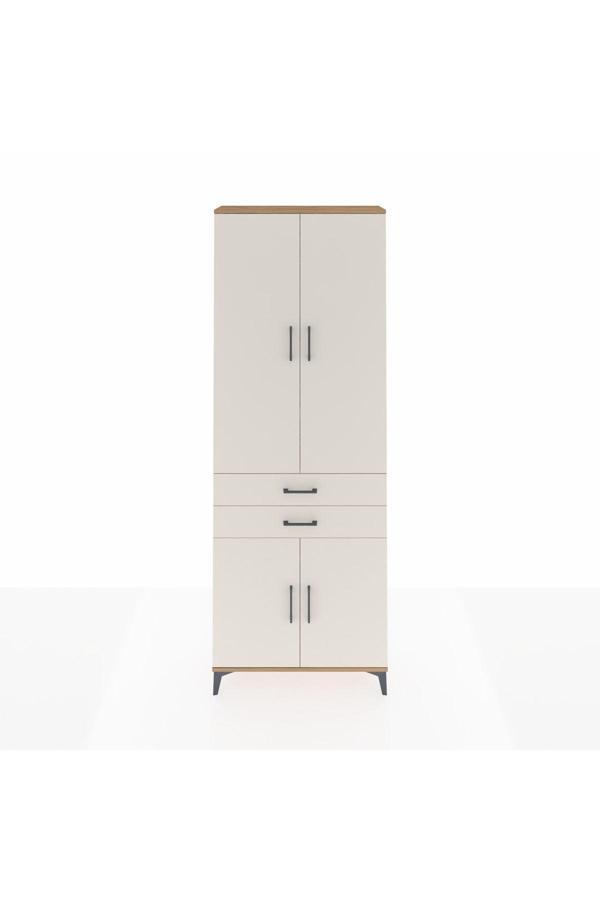 Dienni Arges Dolap 5 Raflı 2 Çekmeceli 4 Kapaklı 88 x 30 x 243 Çam-Aytaşı - Image 1