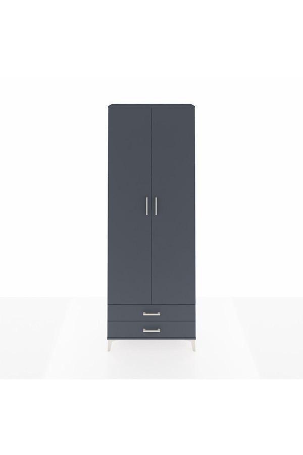 Dienni Arges Dolap 5 Raflı 2 Çekmeceli 2 Kapaklı 88 x 30 x 243 Antrasit-Antrasit - Image 1