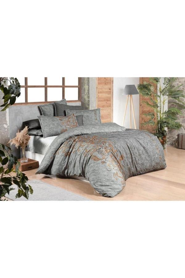 Burgonya Fancy Poplin Nevresim Takımı çift Kişilik Oranj - Image 1