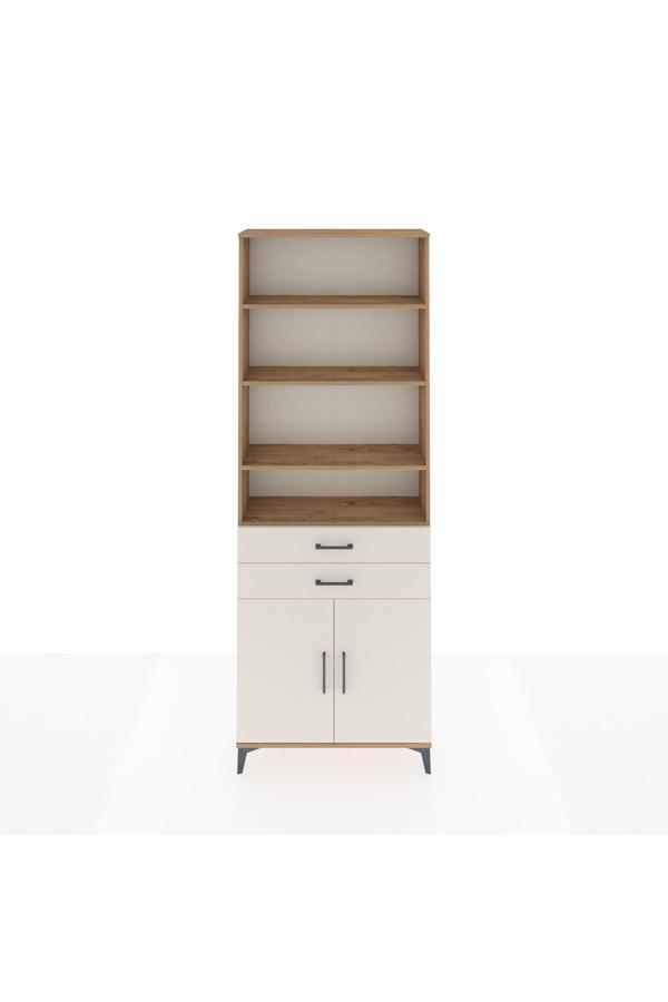 Dienni Arges Dolap 5 Raflı 2 Çekmeceli 2 Kapaklı 88 x 30 x 243 Çam-Aytaşı - Image 1