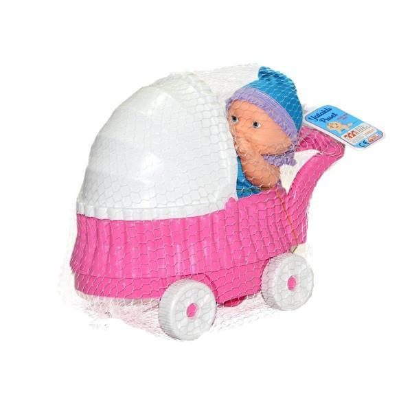 Oyuncak Bebek Arabası ve Bebek – 22 cm Arabalı Puset, 20 cm Bebek, Renkli Kıyafetli Mini Bebek Seti - Image 1