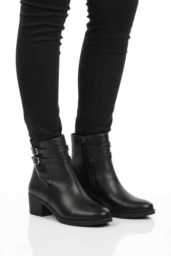 Siyah İçi Kürklü Topuklu Kadın Bot 1006 Z - Image 1