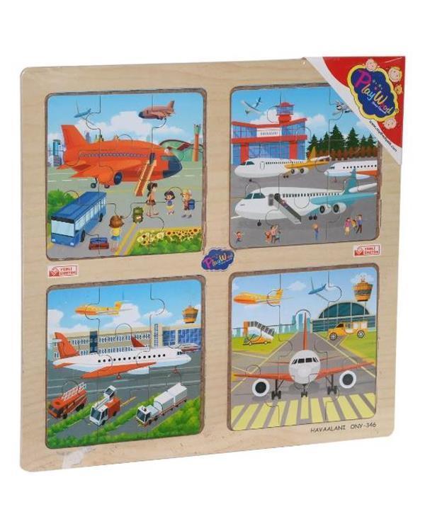 Playwood Ahşap Eğitici 4lü Puzzle Havaalanı Ony346 - Image 1