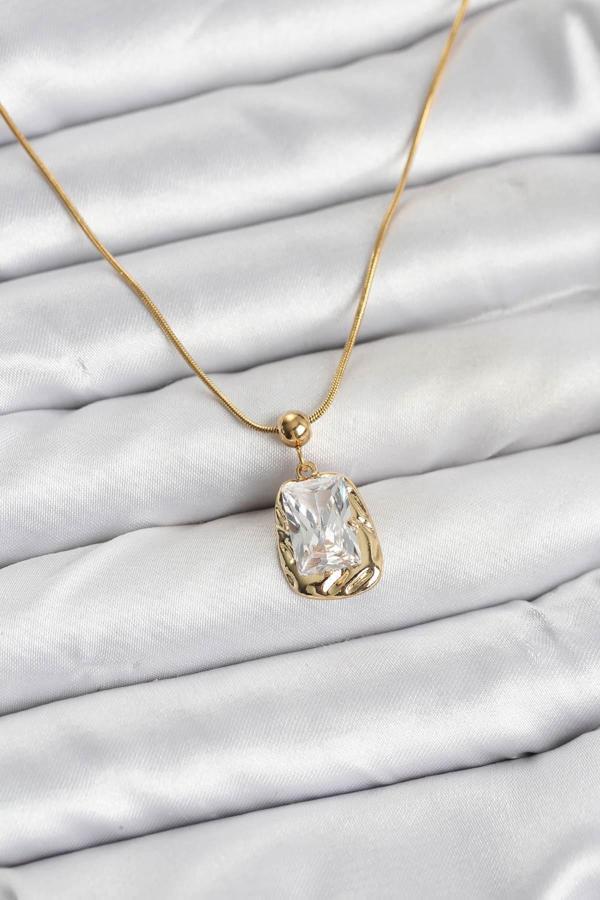 Zincir Gold Renk Zirkon Taşlı Kadın Kolye - EBJ251115W38363 - Image 1