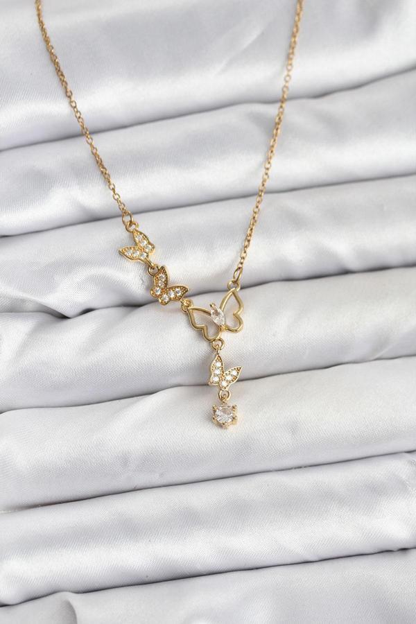 Zincir Gold Renk Kelebek Model Kadın Kolye - EBJ251115W38409 - Image 1