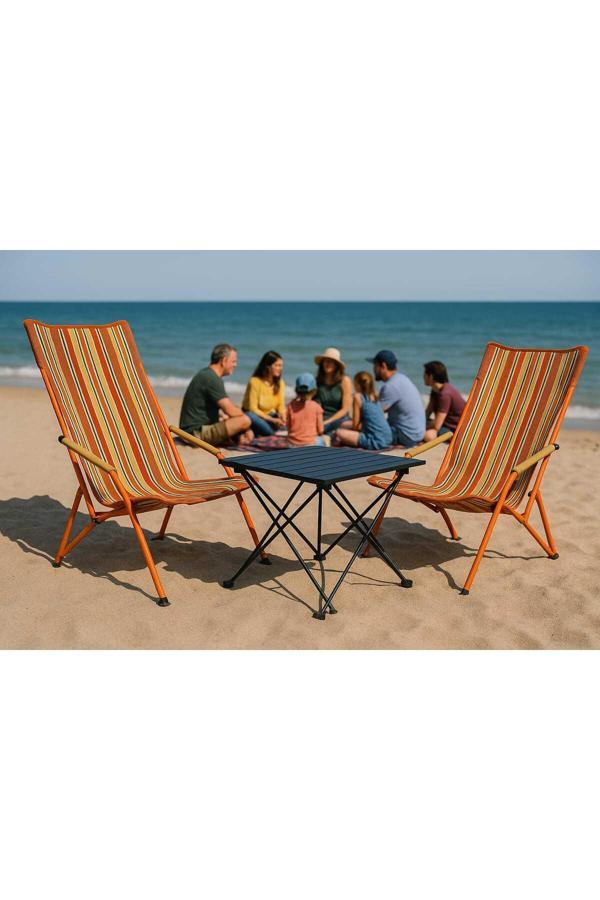 2 SANDALYE 1 MASA PİKNİK,PLAJ,KAMP SETİ - Image 1