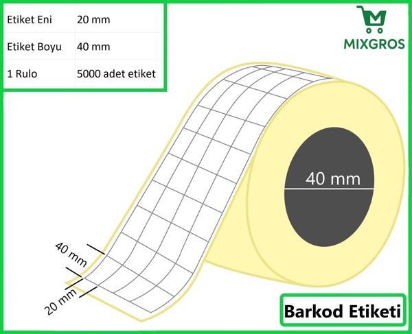 40x20 mm Termal 4'lü Ürün Barkod Etiketi 1 Rulo: 5000 Adet Etiket - Image 1