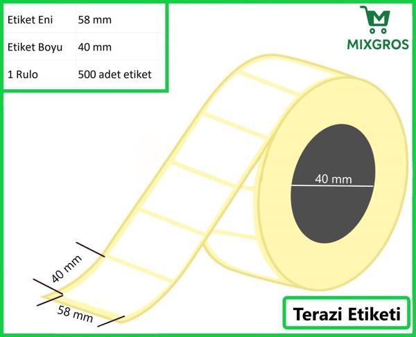 40x58 mm Termal Terazi Etiketi 1 Rulo: 500 Adet Etiket 1 Koli:150 Rulo Etiket - Image 1