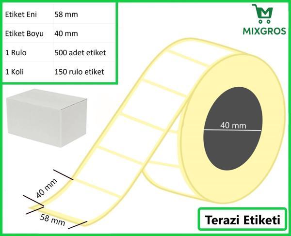 40x58 mm Termal Terazi Etiketi 1 Rulo: 500 Adet Etiket 1 Koli:150 Rulo Etiket - Image 1