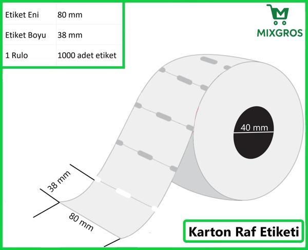80x38 mm Karton Termal Raf Reyon Etiketi 1 Rulo: 1000 Adet Etiket - Image 1