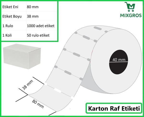 80x38 mm Karton Termal Raf Reyon Etiketi 1 Rulo: 1000 Adet Etiket 1 Koli: 50 Rulo Etiket - Image 1