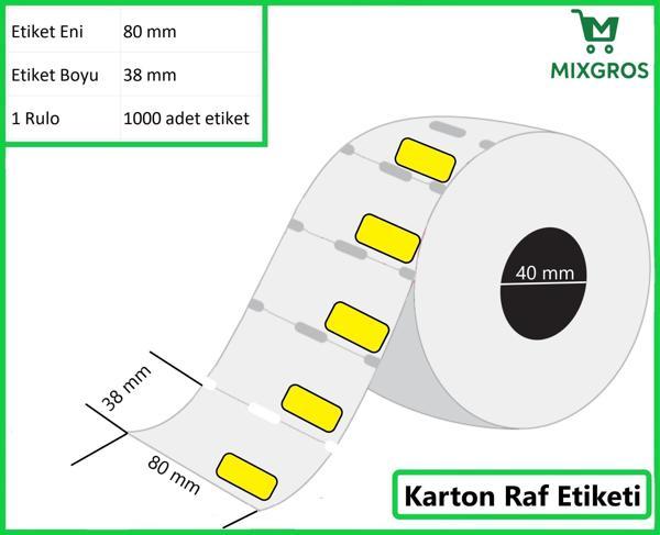 80x38 mm Karton Termal Raf Reyon Etiketi Sarı Fiyat Çerçeveli 1 Rulo: 1000 Adet Etiket - Image 1