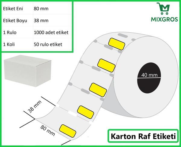 80x38 mm Karton Termal Raf Reyon Etiketi Sarı Fiyat Çerçeveli 1 Rulo: 1000 Adet Etiket 1 Koli: 50 Rulo Etiket - Image 1