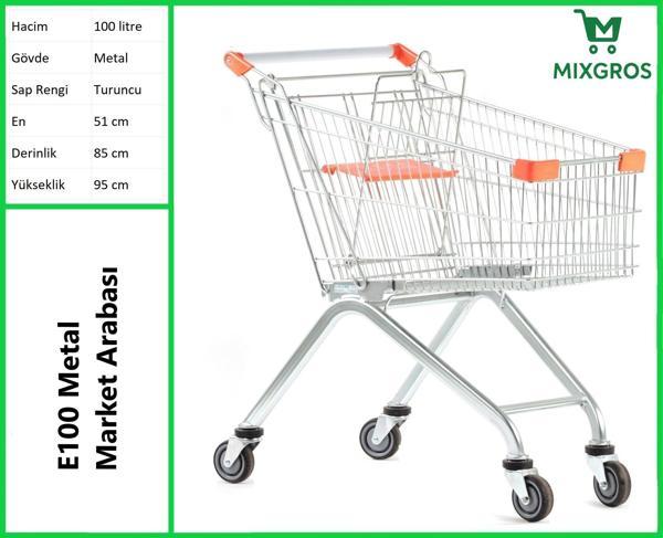 E100 Metal Market Alışveriş Arabası 100 Litre - Image 1