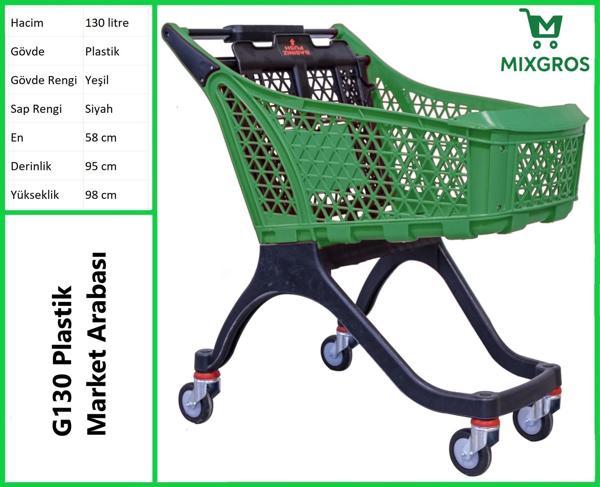 G130 Plastik Market Alışveriş Arabası 130 Litre Yeşil - Image 1