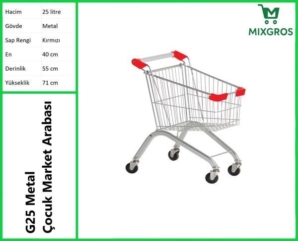 G25 Metal Çocuk Market Alışveriş Arabası 25 Litre - Image 1