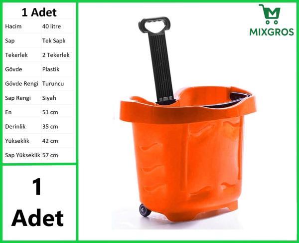 Tekerlekli Plastik Market Alışveriş El Sepeti 40 Litre Turuncu 1 Adet - Image 1